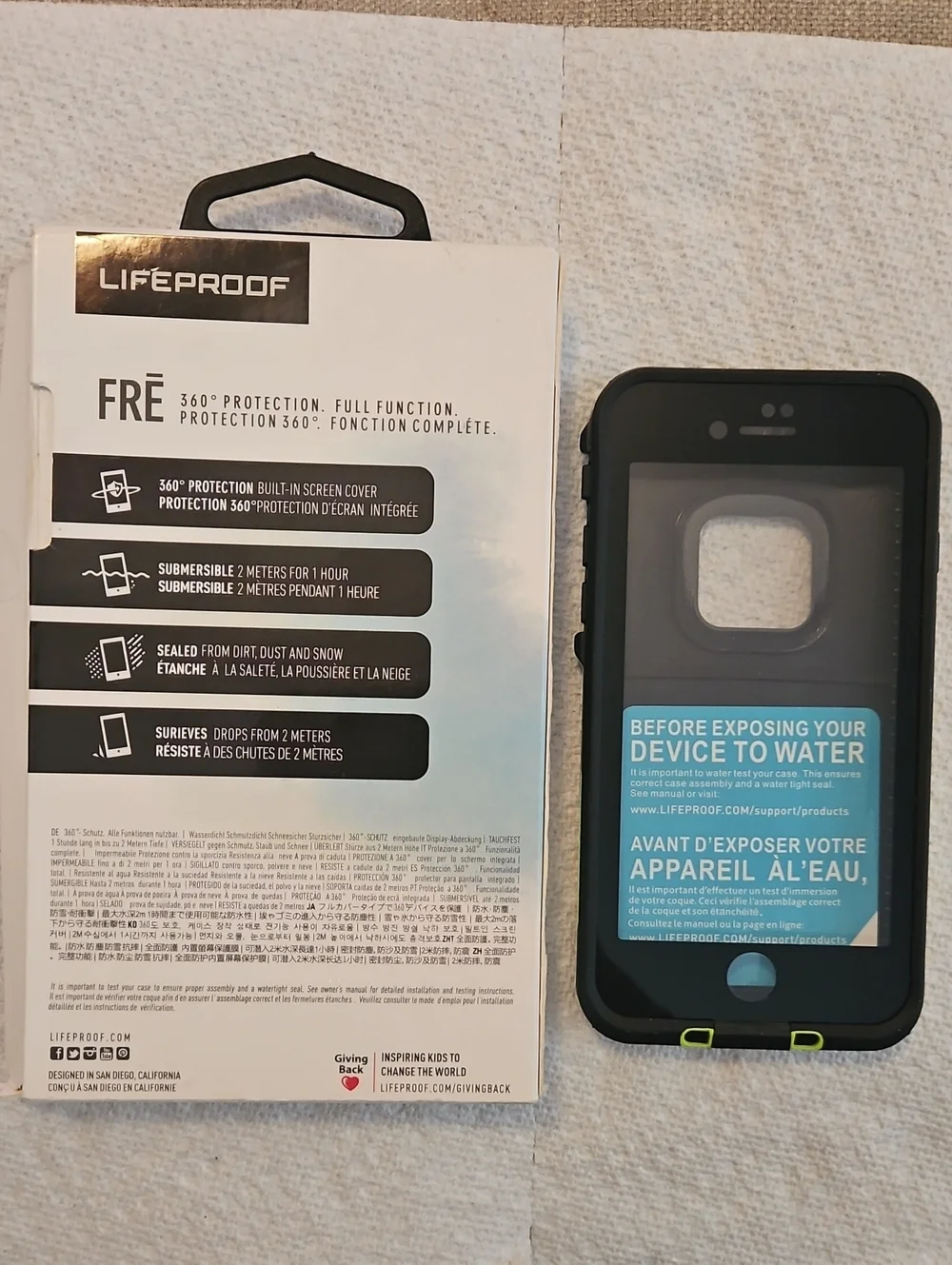 LifeProof FRĒ Waterproof Case for iPhone 7 & iPhone 8 Black/Green New in Package